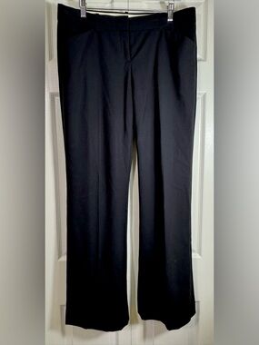 Theory Black Wool Trouser Pants Straight Leg Career Work Size 12